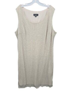 R&M Richards Shift Dress Metallic Plisse Sleeveless Lined Evening Holiday 22 W